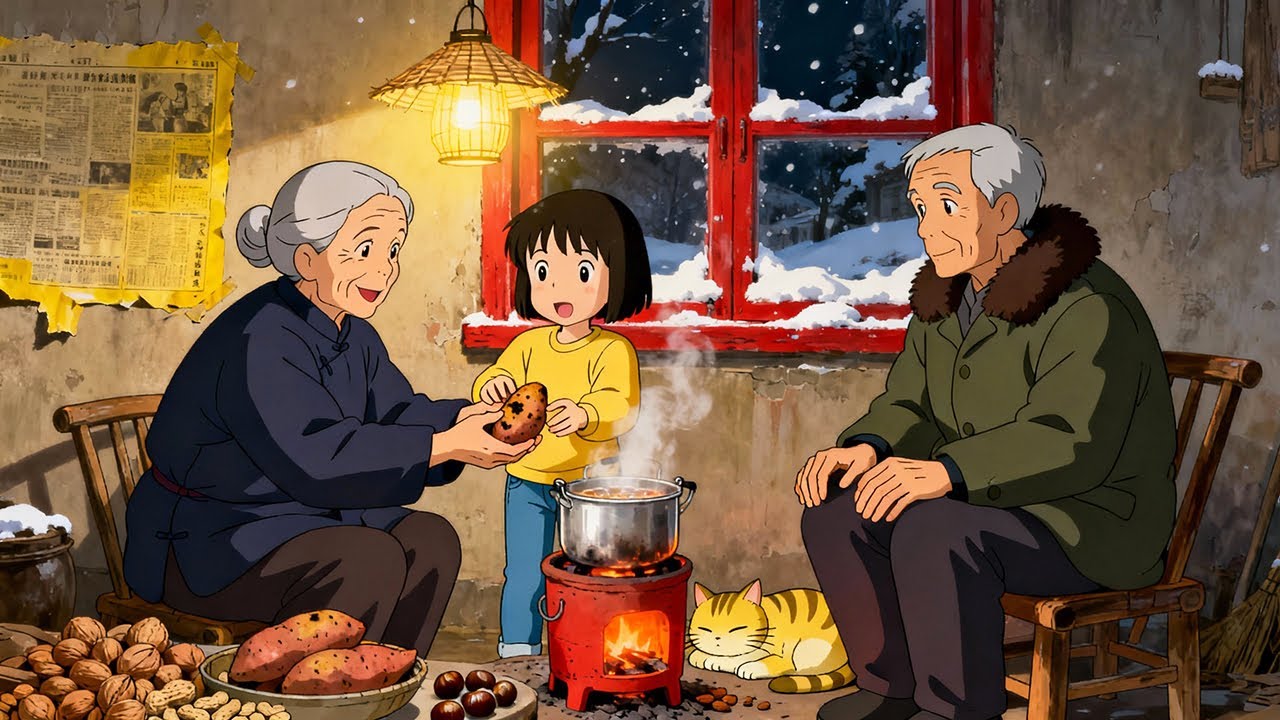 A Cozy Ghibli Winter Childhood With Grandparents | Warm Kitchens & Quiet Memories