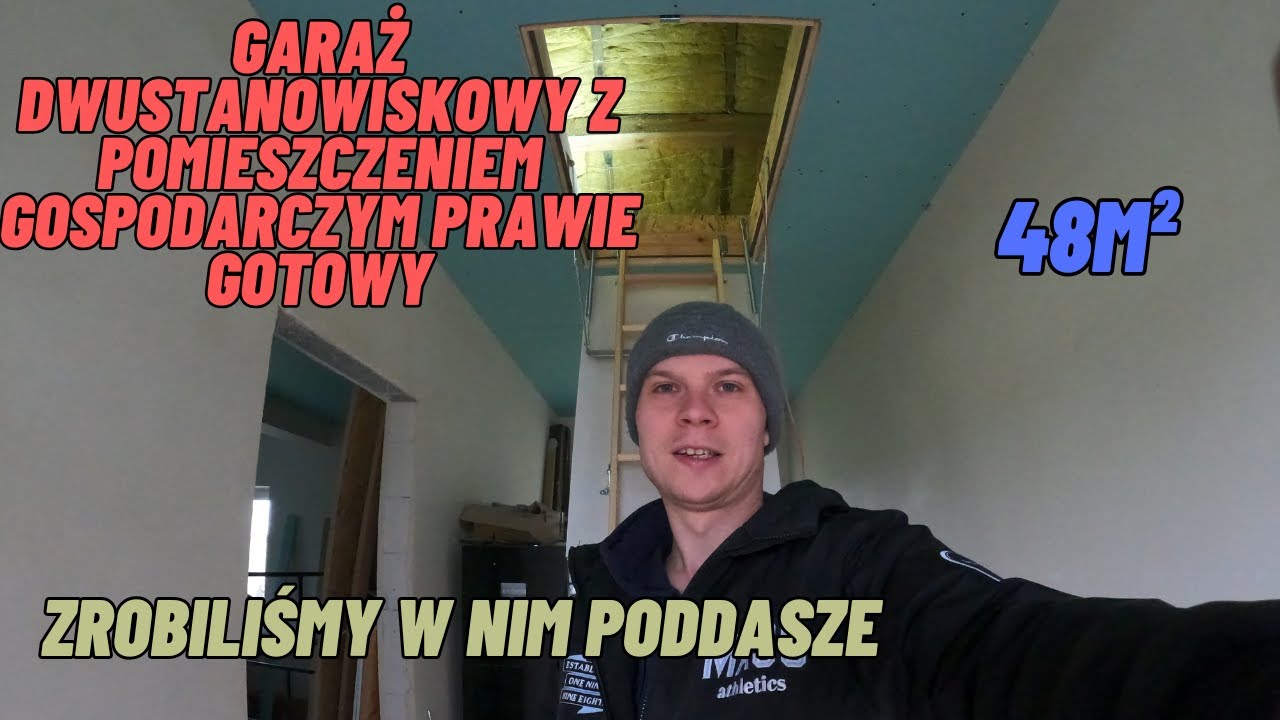 Garaż dwustanowiskowy z pomieszczeniem gospodarczym 48 m&sup2; prawie gotowy. Zrobiliśmy w nim poddasze