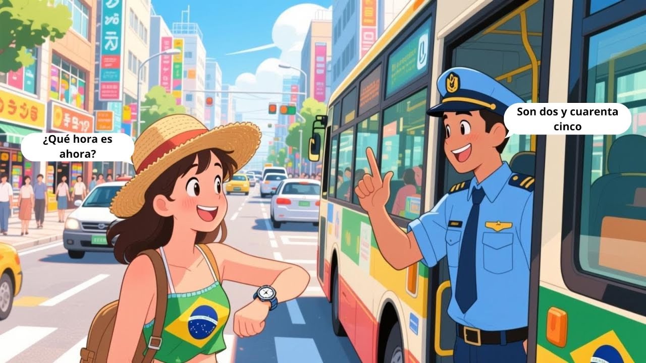 Short Spanish Dialogue | Asking the Time in the Street
