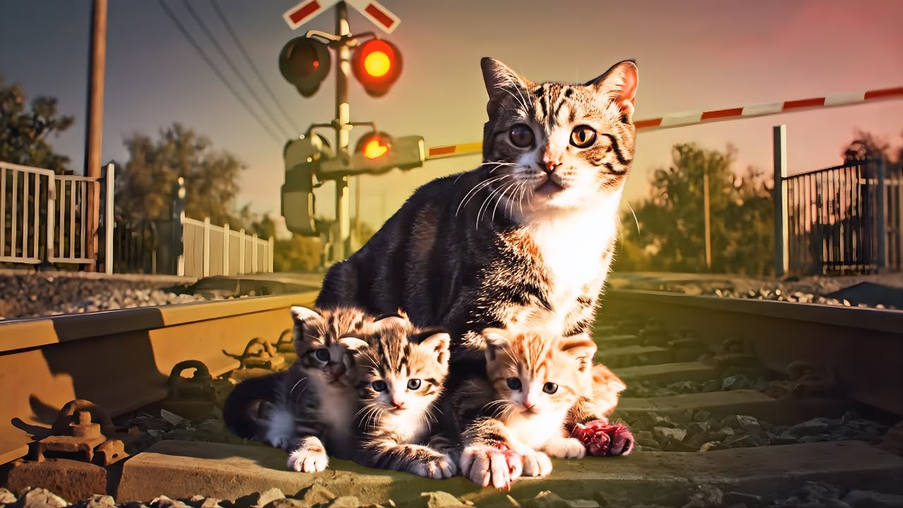Hero dog saves a mother cat and her kittens trapped on the railway tracks  Hero Dog Moments