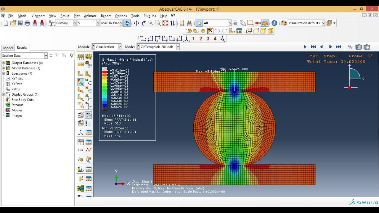 Abaqus Tutorial Videos - Contact Analysis of 3D Solid Part in Abaqus 6.14 Part1