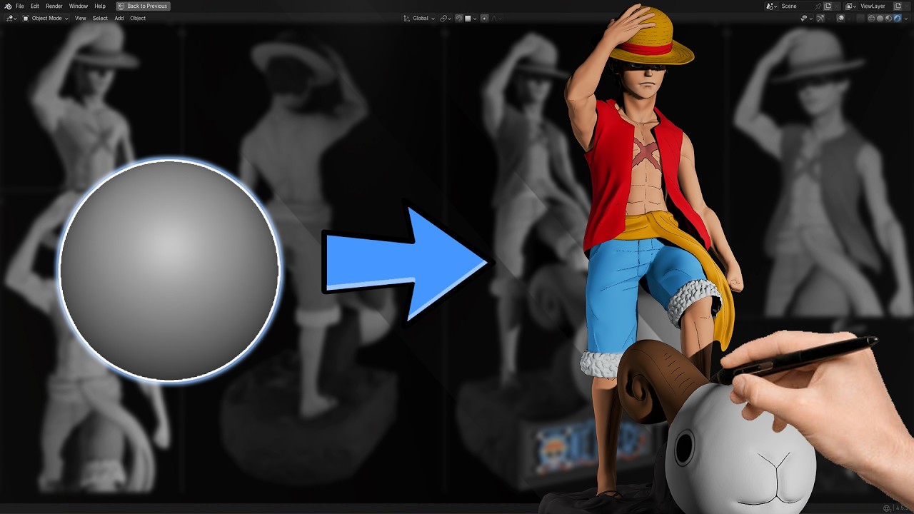 Monkey D Luffy From One Piece | Character Sculpt in Blender