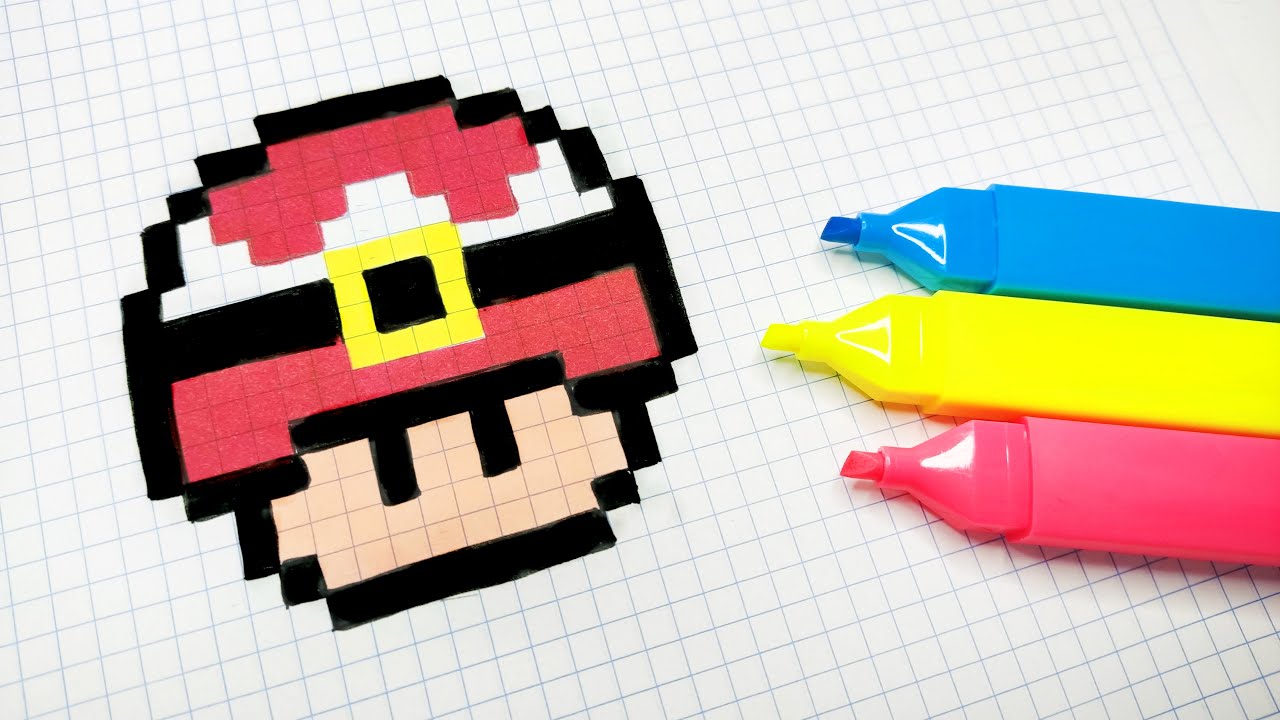 Handmade Pixel Art - How to draw a Santa Claus mushroom #pixelart
