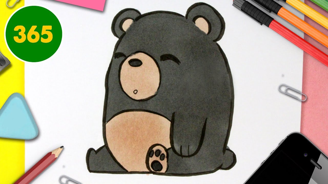 COMMENT DESSINER UN OURS KAWAII -  - Dessins faciles à kawaii - Comment dessiner des animaux kawaii