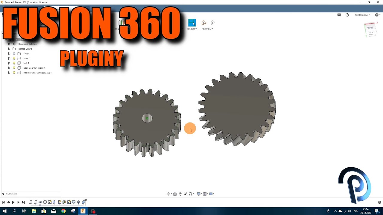 Fusion 360 - pluginy, zębatki, ML #3 - tutorial #10