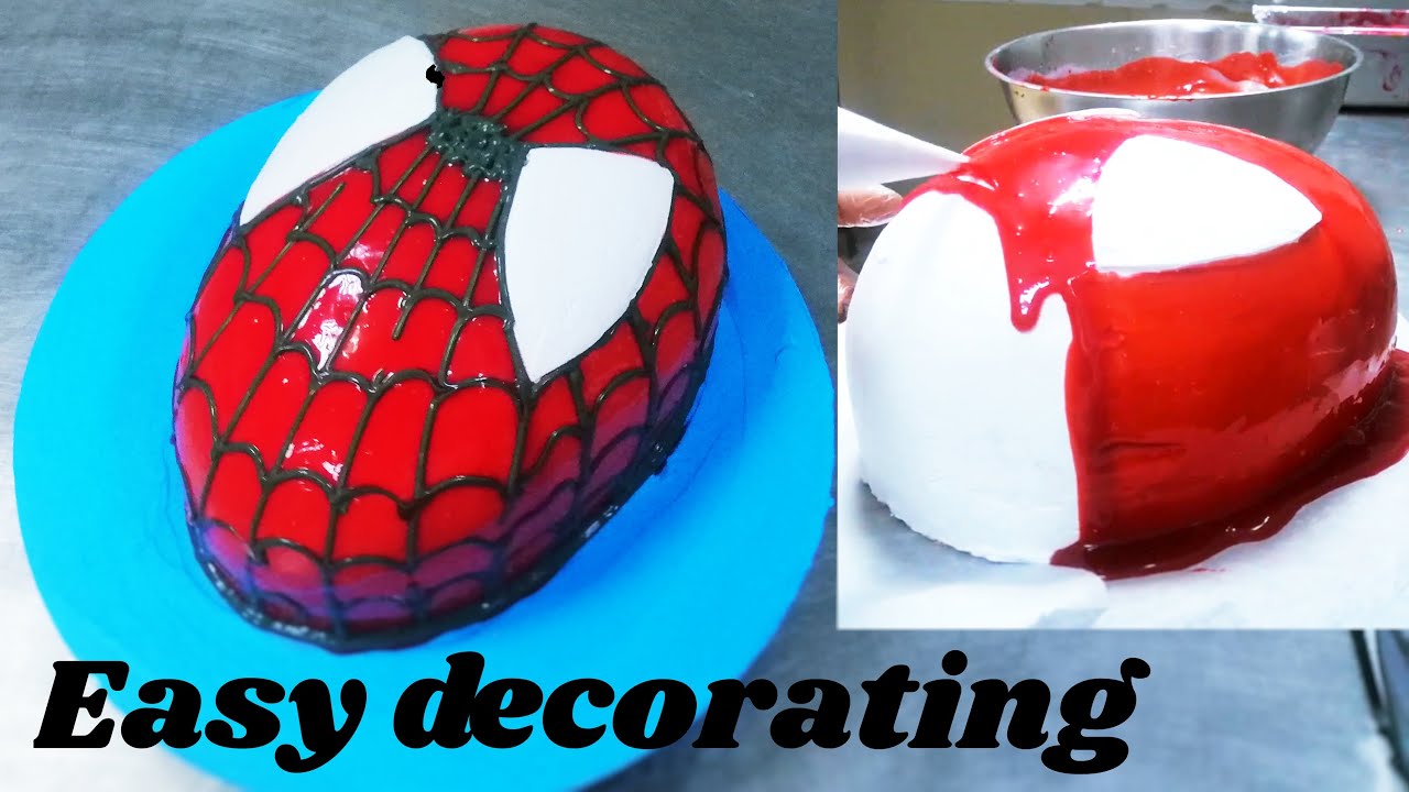 easy spiderman cake tutorial  / how to make spiderman face cream cake at home