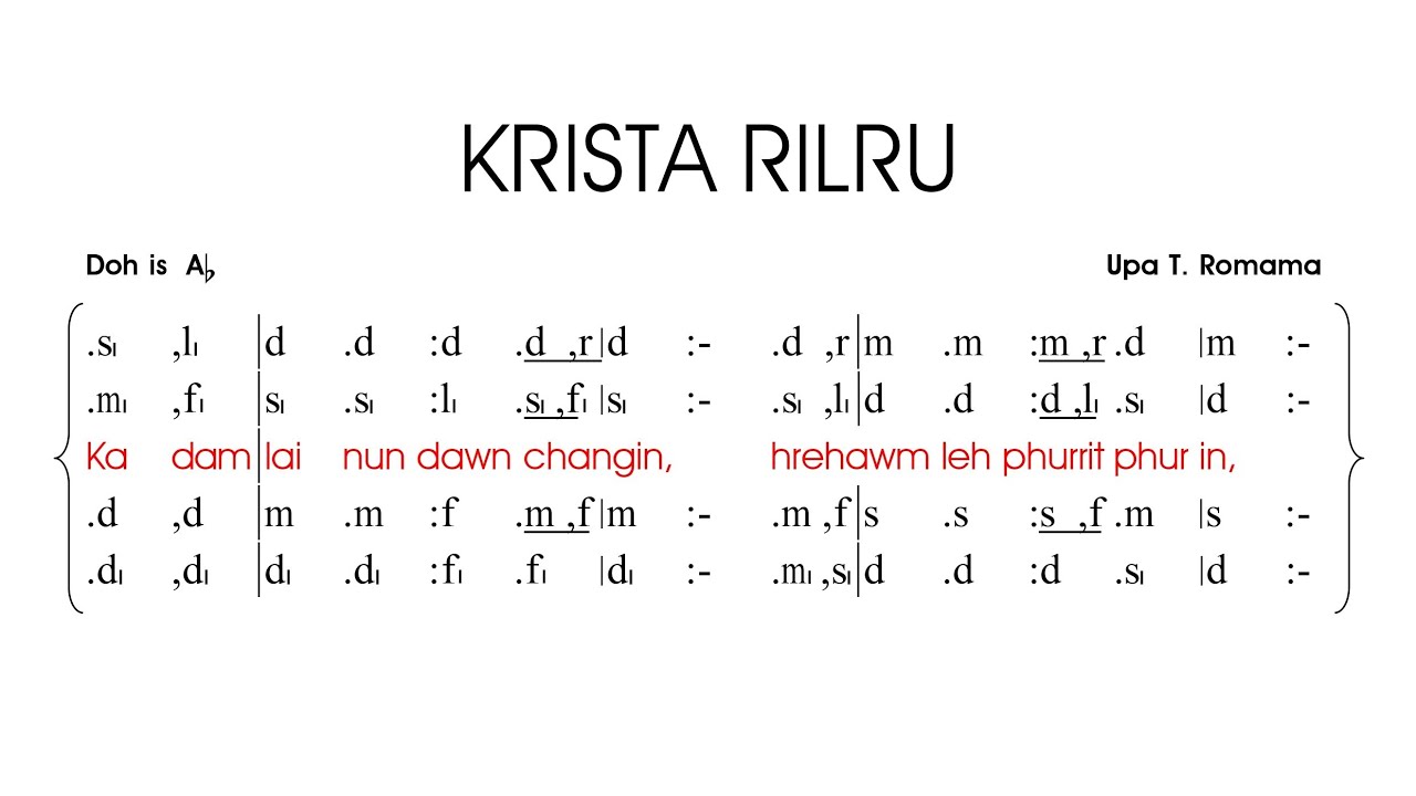KRISTA RILRU (SATB) || Tonic Solfa Lyric Video || KAWRTHAH PASTOR BIAL ZAIPAWL