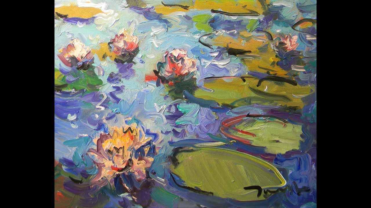 Oil Painting Waterlilies, Loose Brush Painting! Artist JOSE TRUJILLO