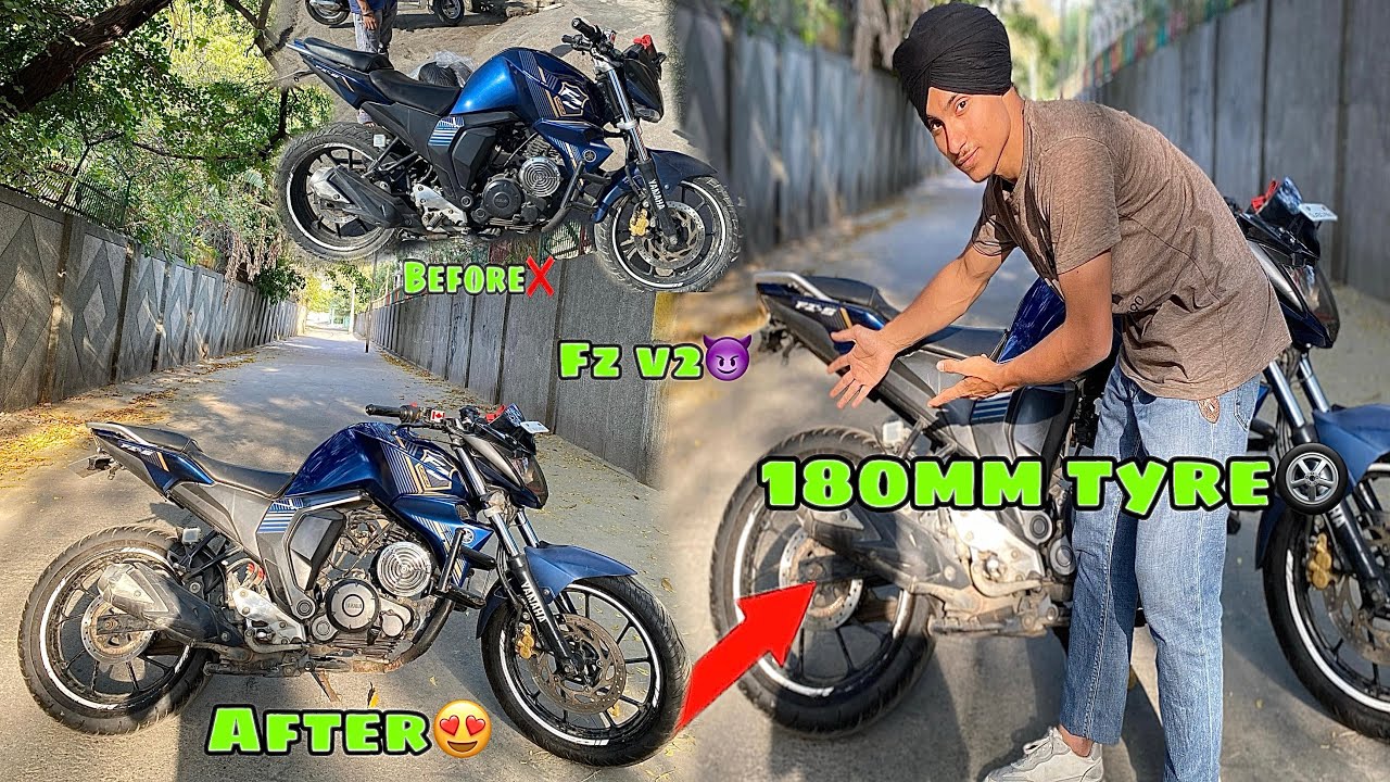 180mm TYRE IN FZ V2 || CHEAPEST TYRE || #fzv2 #cheapesttyremarket #1ksubscribers