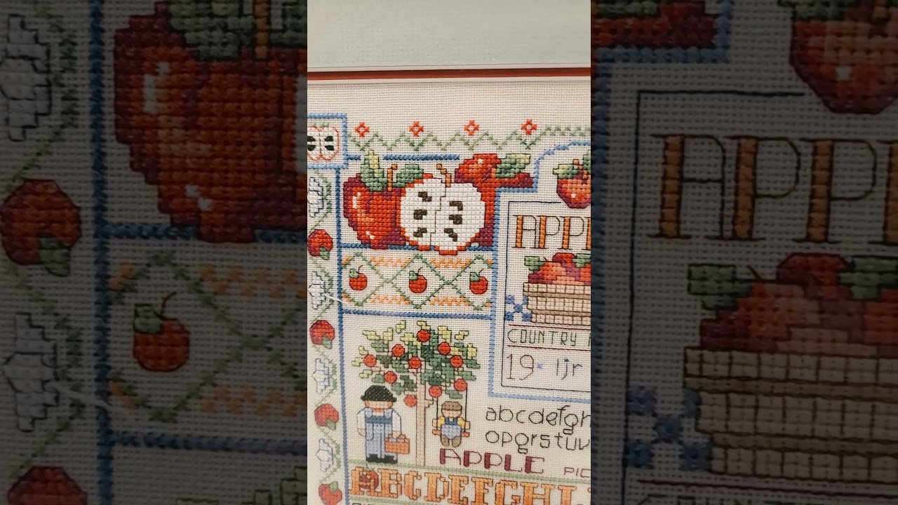 FOR SALE Apple Theme Cross Stitch Sampler 1994 Framed Art $35 + shipping #shorts #crossstitch