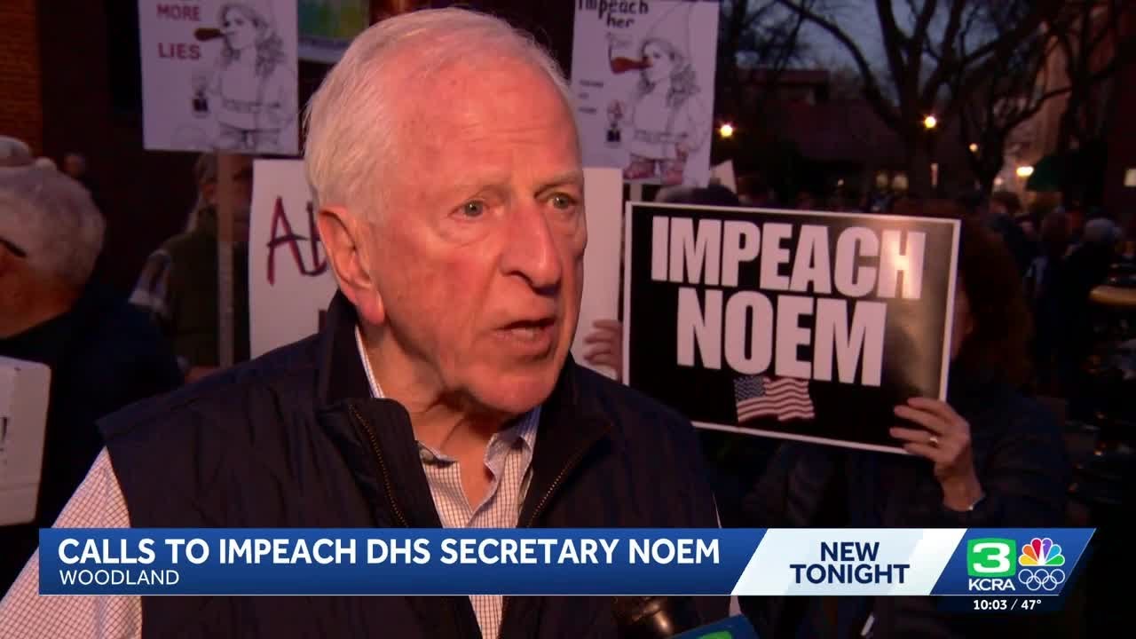 Woodland rally demands impeachment of Kristi Noem