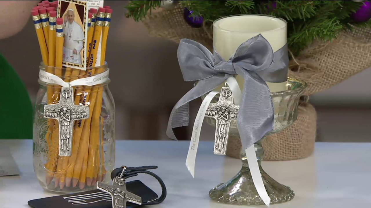 Pope Francis Christ the Good Shepherd Replica Cross with Ribbon on QVC