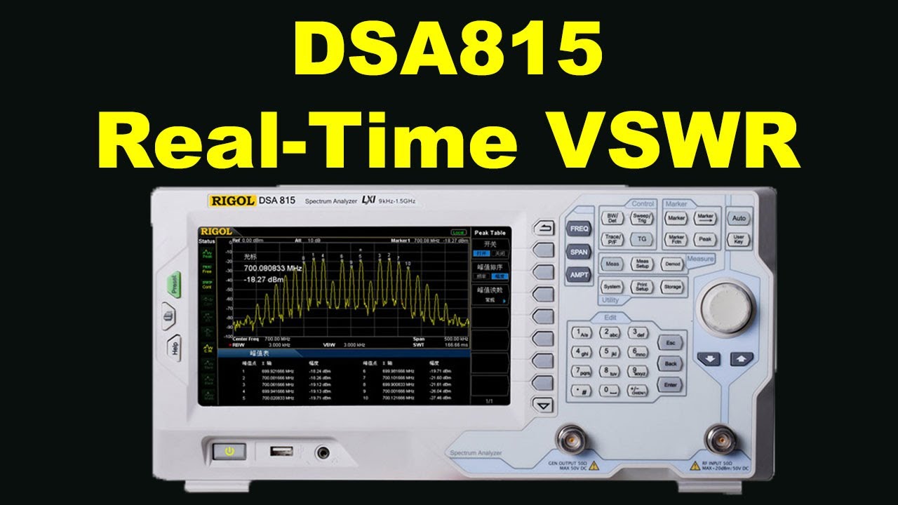 RIGOL DSA815 Spectrum Analyser discovers real-time VSWR of 144MHz 2m antenna... in real time