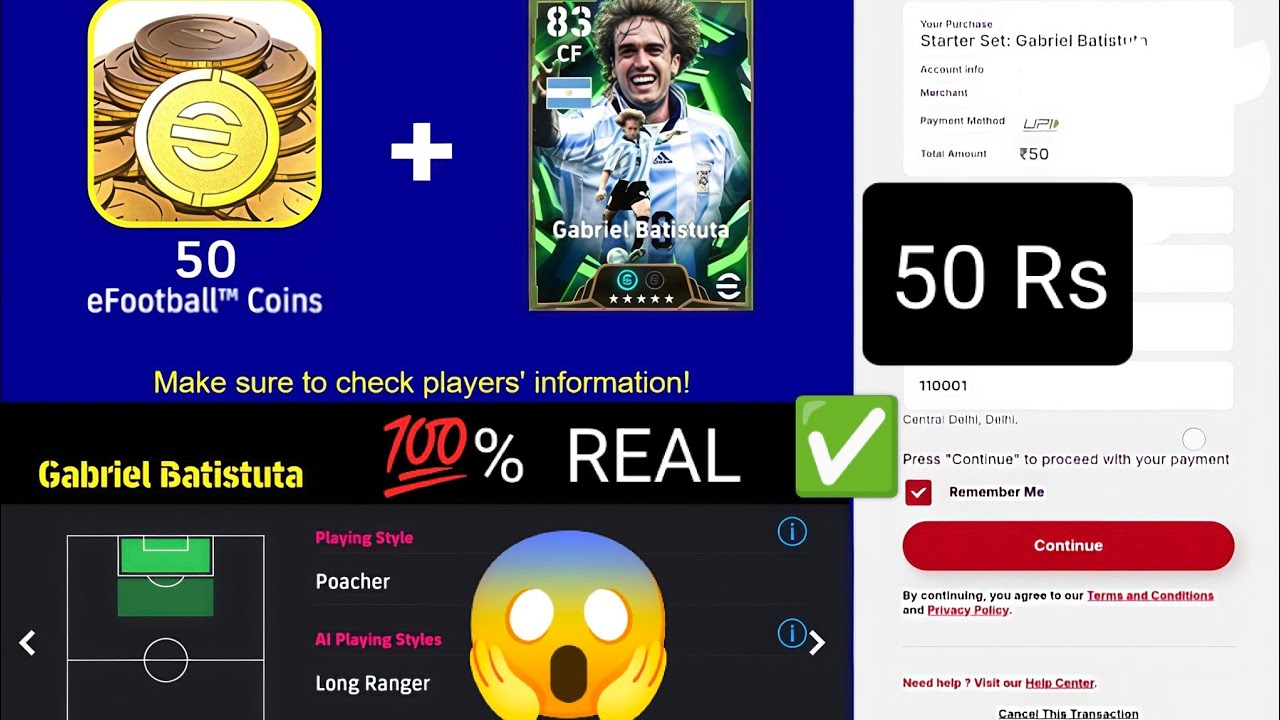 How To Buy Free Batistuta Epic +50! In Efootball @play_efootball #efootball #youtube #shorts