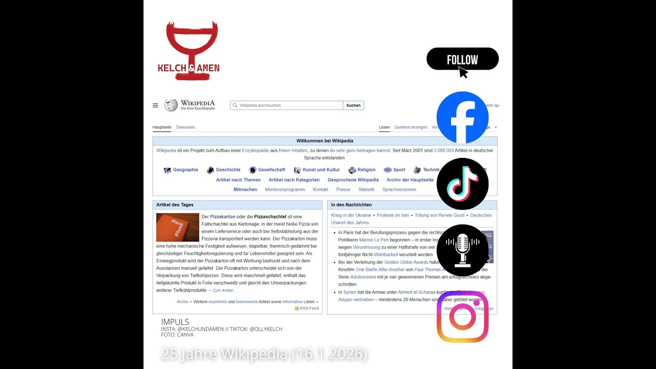 Kelch und Amen - 25 Jahre Wikipedia (16.1.2026)