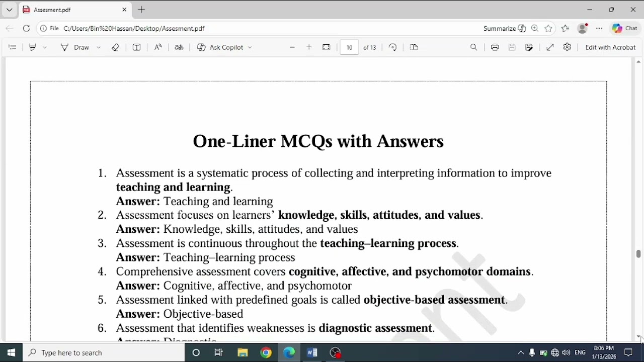 Assessment and Evaluation 