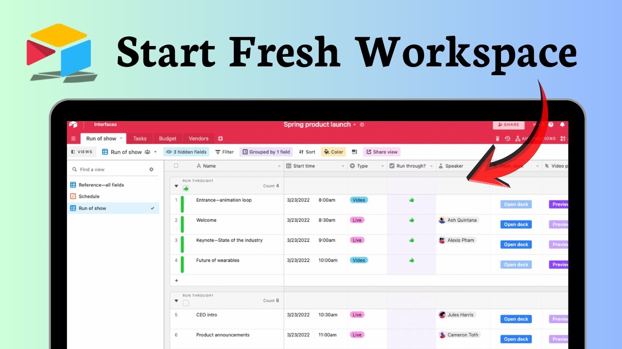 How to create a base in Airtable (Workspace Launched)