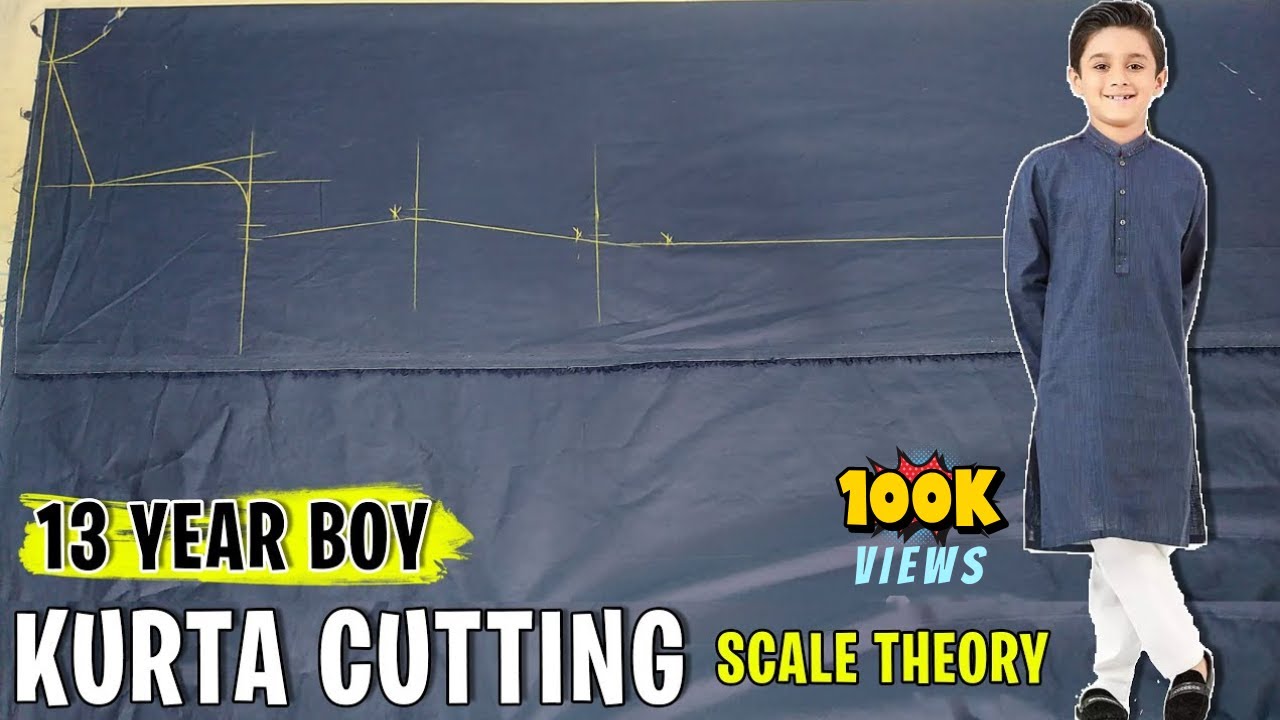 13 YEAR OLD BOY KURTA CUTTING WITH SCALE THEORY || 13 SAAL KE LARKY KI KURTA CUTTING