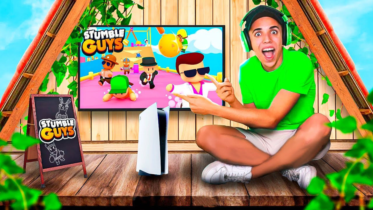 Jugando STUMBLE GUYS en un BÚNKER SECRETO por 24H…😱