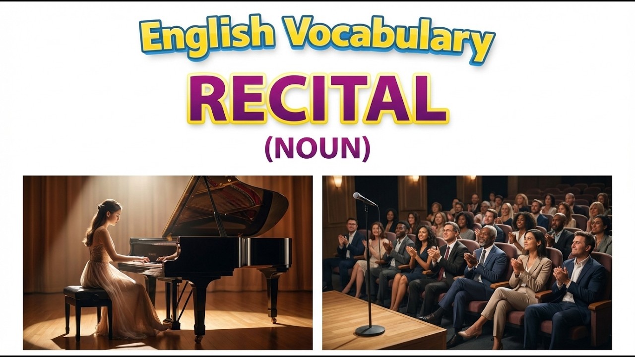 2222) Recital &ndash;  Word Meaning, word use,  Synonyms & Antonyms  |  English vocab builder