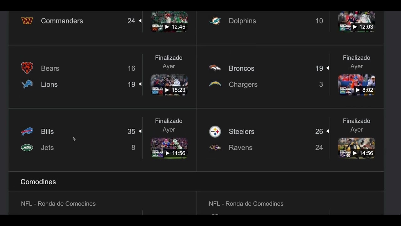 NFL 2025 Season: Week 18 - Scores