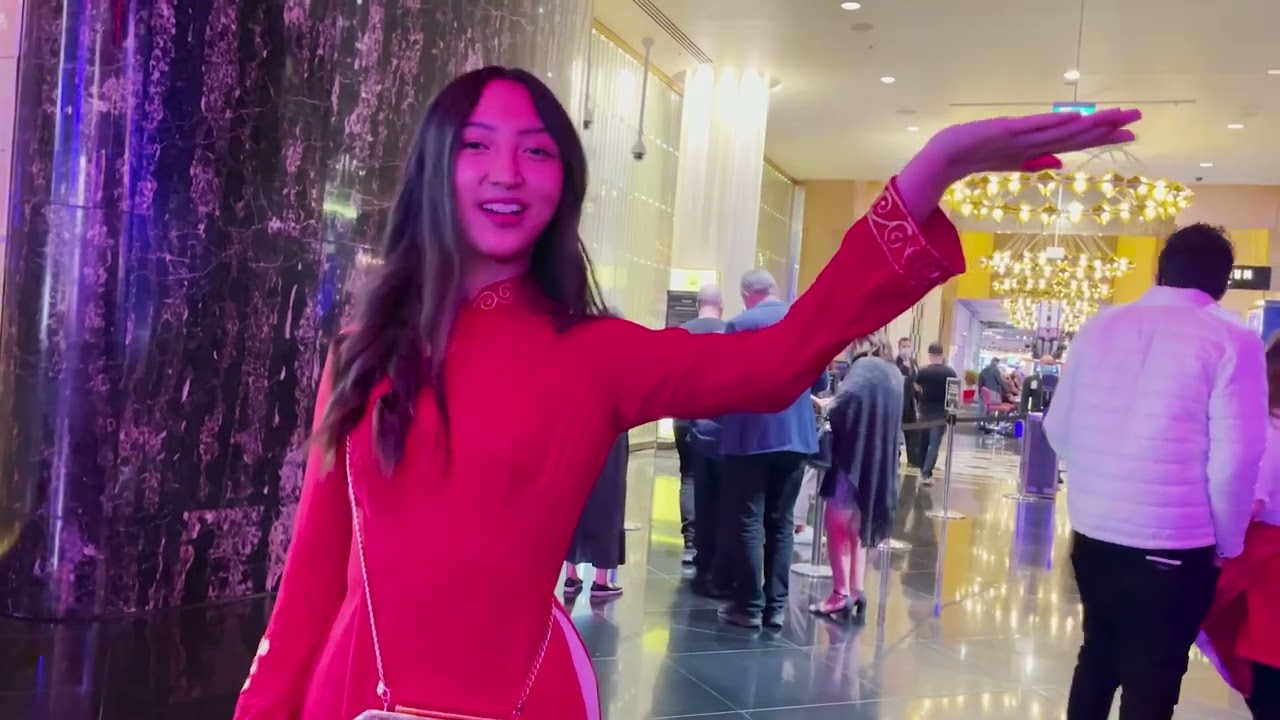 Edlynn walks and talks at Crown Hotel, Melbourne, Australia in Chinese New Year