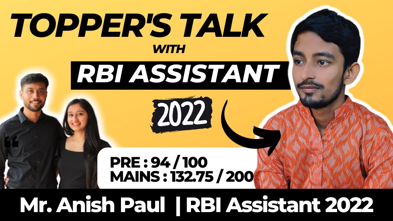 TOPPER'S TALK with RBI Assistant 2022 | Cracked RBI Assistant in First Attempt | Anish Paul