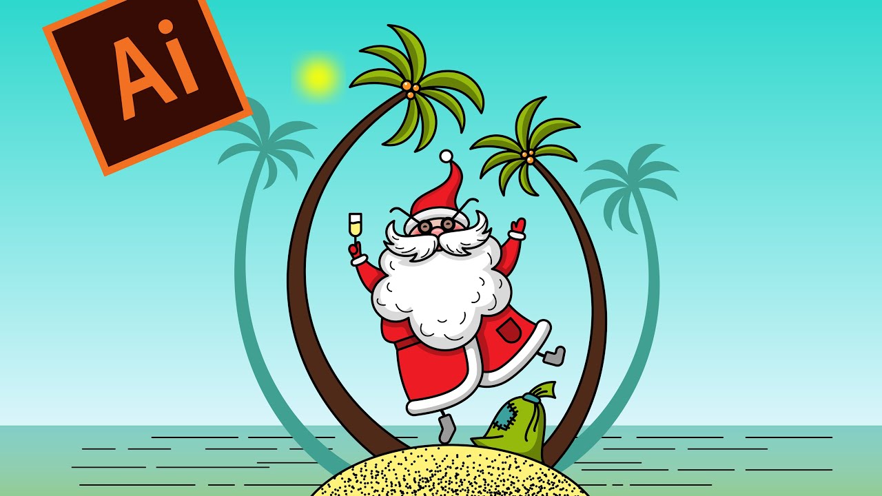 Рисунок деда мороза в Adobe Illustrator. Векторная графика для начинающих