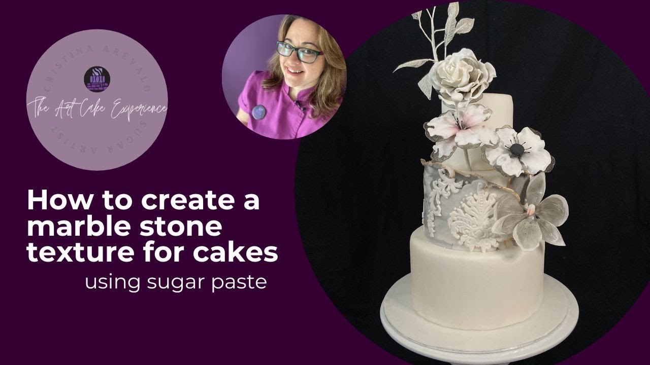 How to create marble stone texture for cakes using sugar paste
