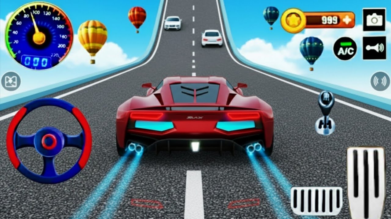 Red Colour Ramp Car Racing Flyover 3D Gameplay _ Android gameplay - Car Racing - Very different #06
