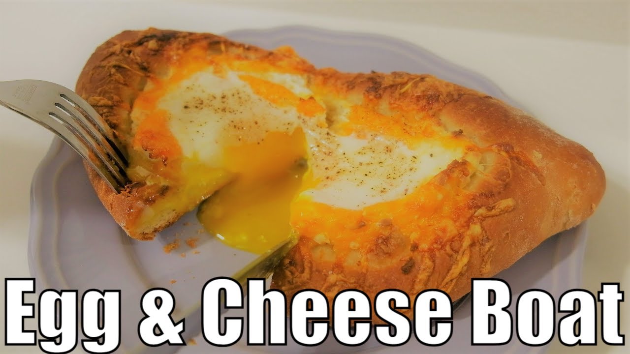 [No- knead Savory Bread Recipe]Egg & Cheese Boat Bread[Gourmet Apron 416]