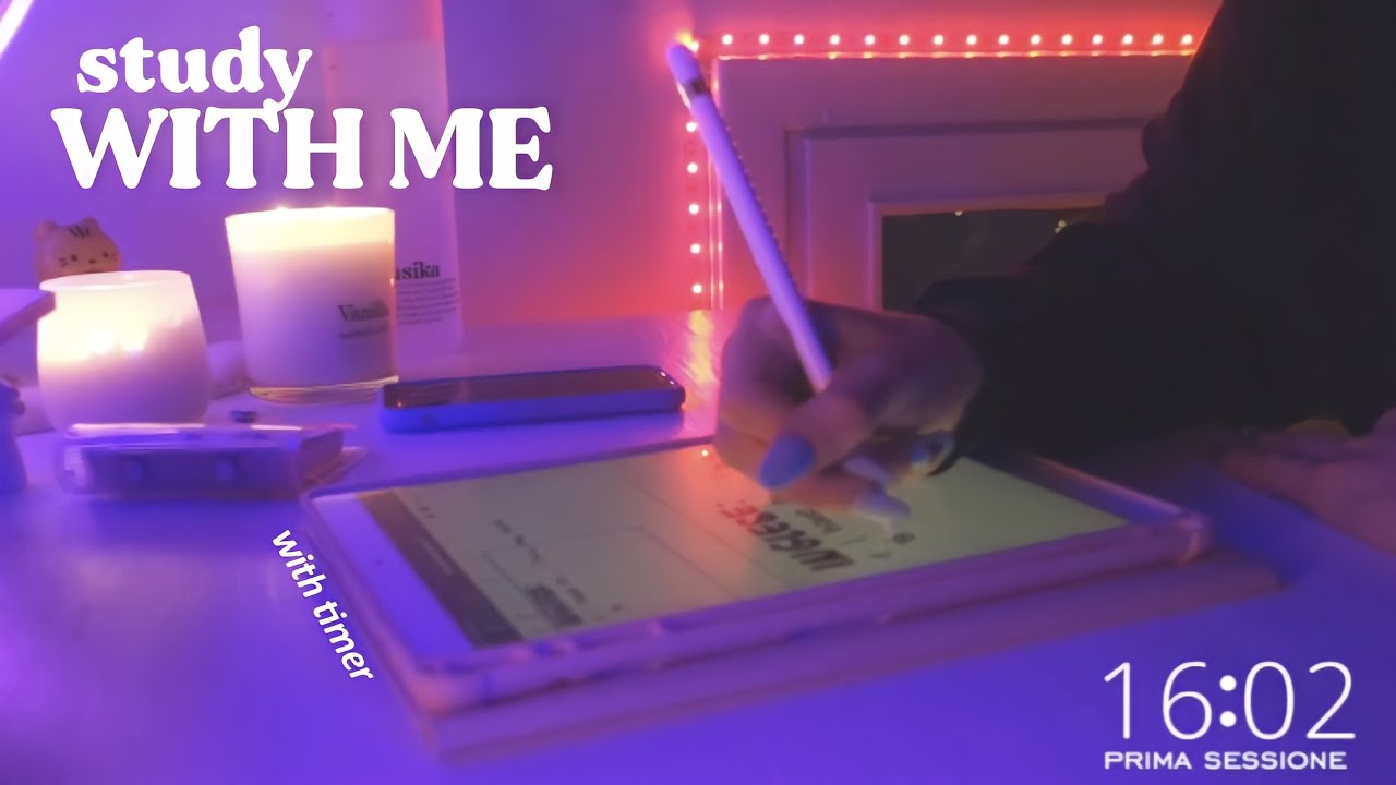 late night STUDY WITH ME🌕 apple pencil writing ASMR, no music, with timer 📖🕊