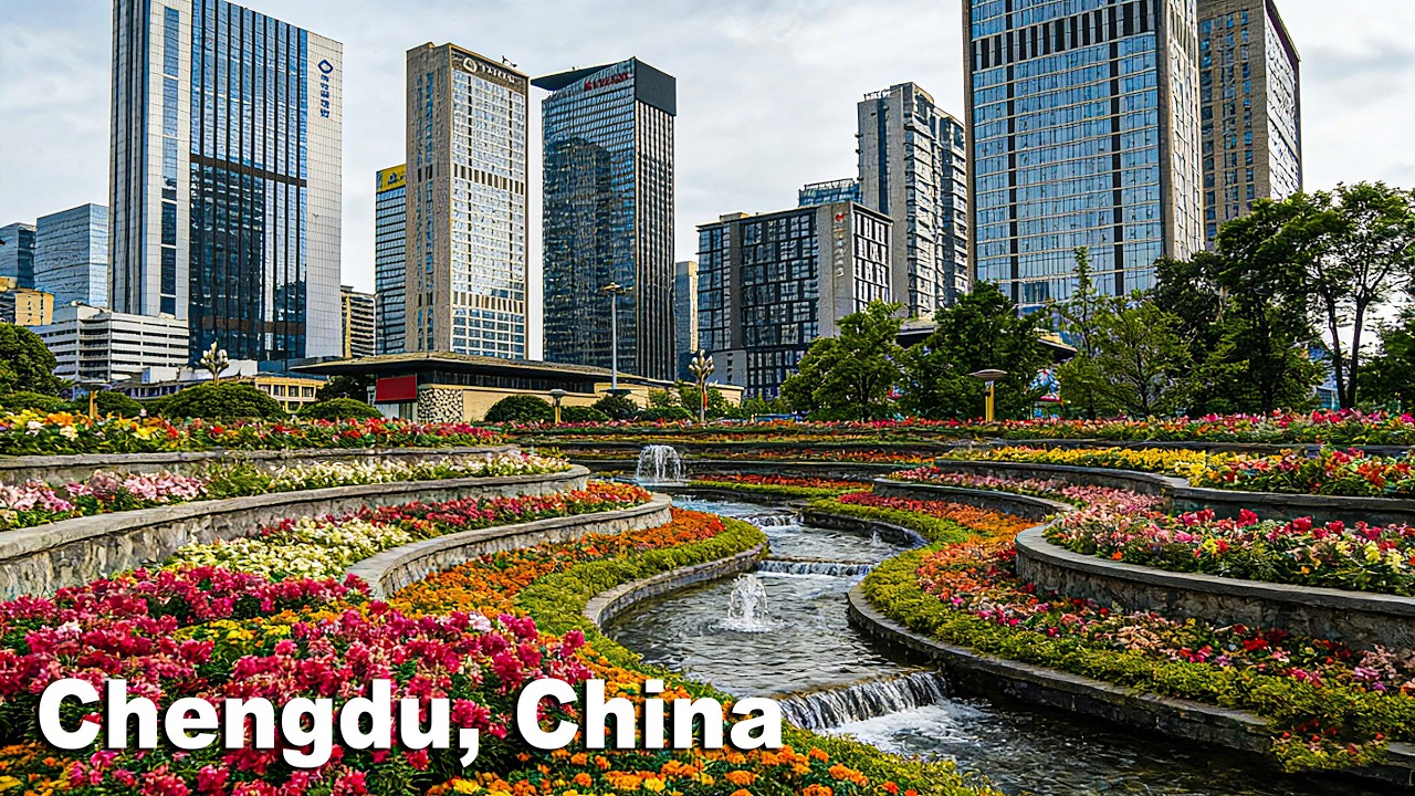 Chengdu, China: When Futuristic Skyline Meets Giant Green Parks 4K City Walk