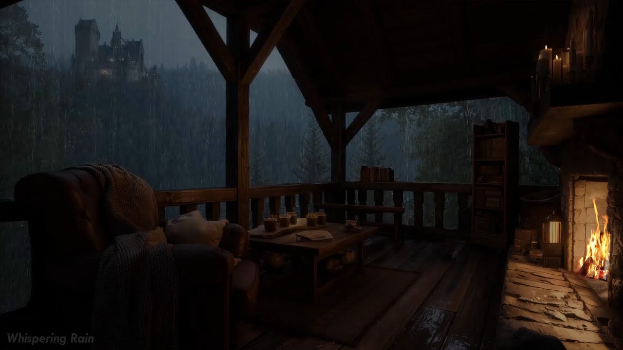 🌧️Soothing Rain, Thunder & Fireplace | A Space for Relaxation, Sleep, Meditation & Mindfulness