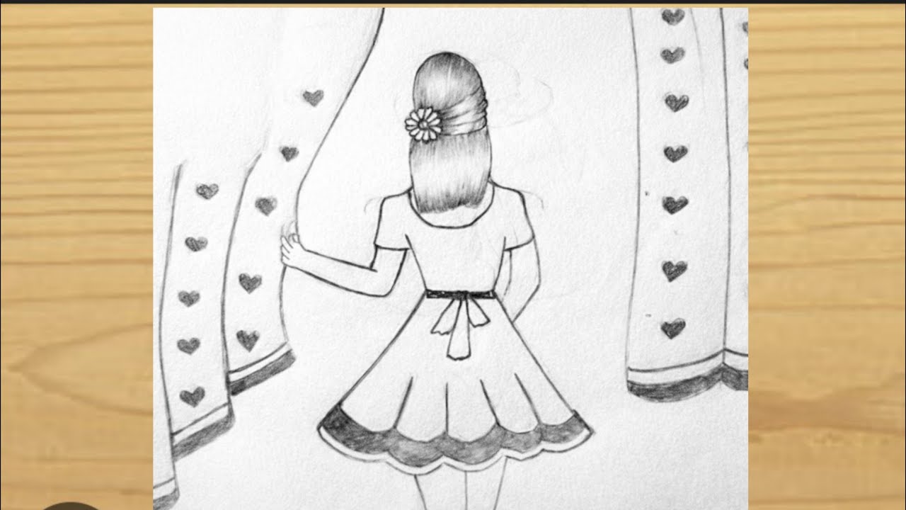 Girl backside drawing easy | how to draw a girl | pencil sketch | girl backside drawing step by step