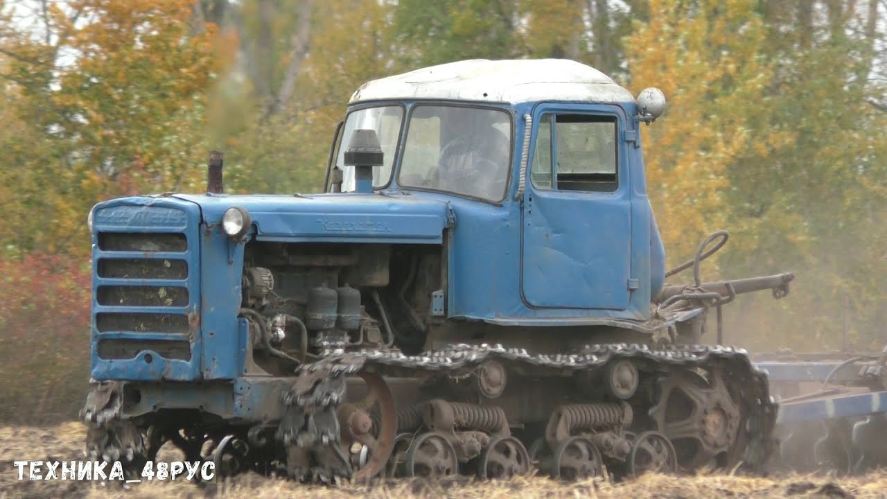 Трактор ДТ-75М Казахстан  с бороной БДТ-3 на повторном дисковании
