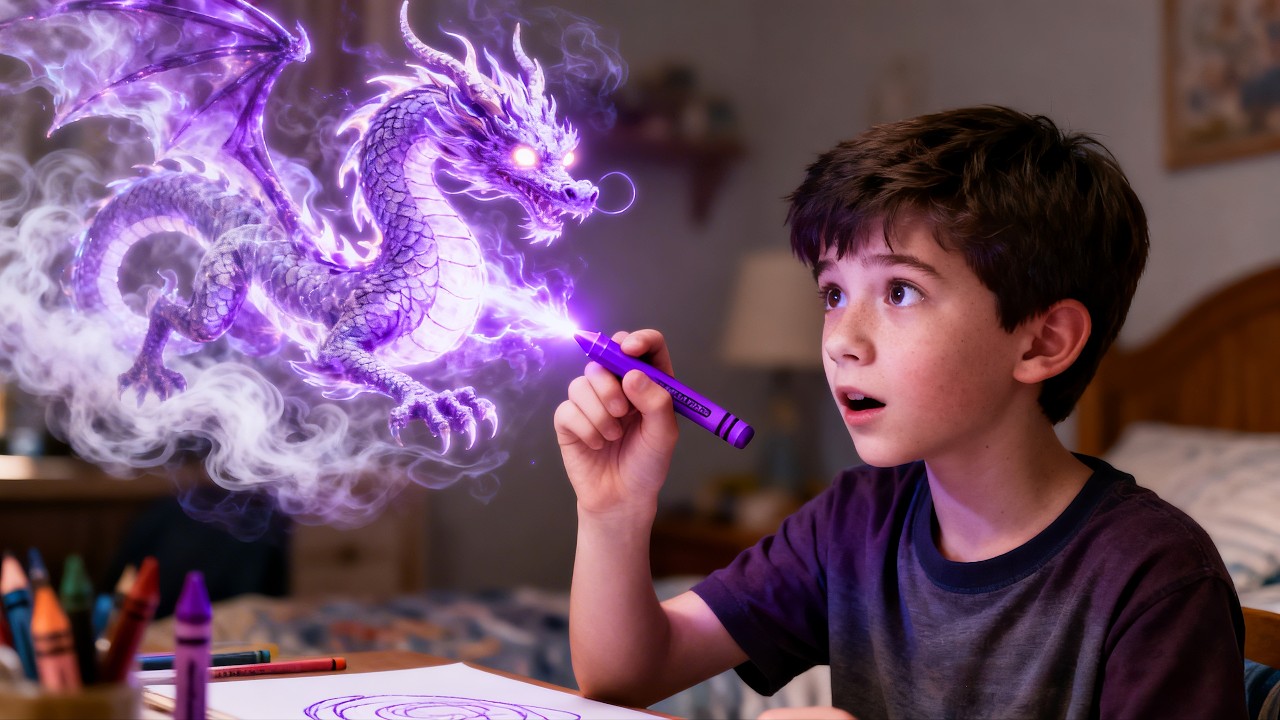 A Boy Finds a Magic Crayon… and Everything He Draws Comes to Life