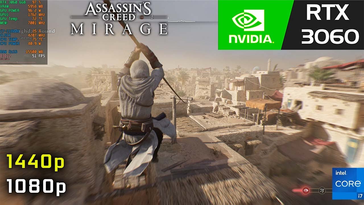 RTX 3060 Laptop - Assassin's Creed Mirage 1440p - 1080p