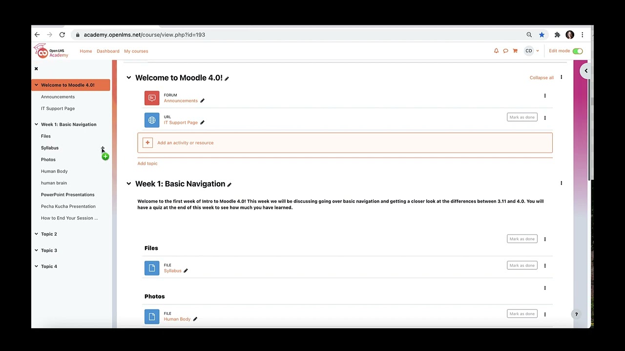 Moodle 4.0 Tutorial Videos-Setting Up the General Section