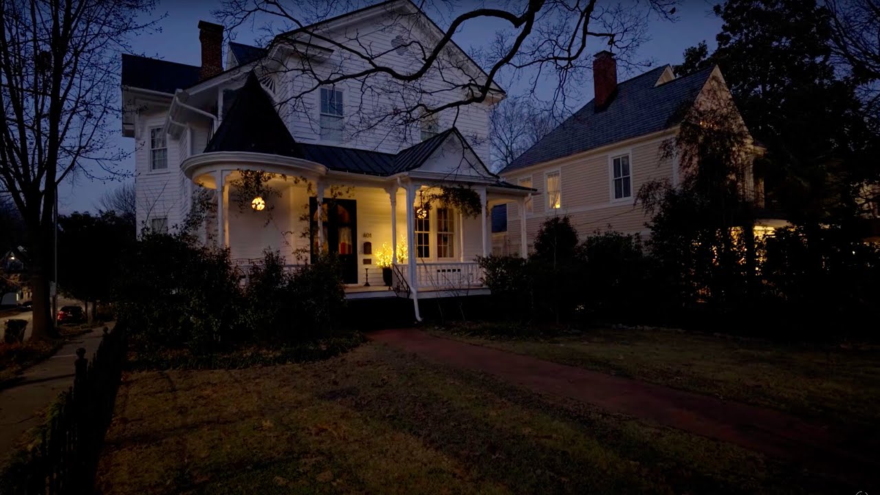 Night Walk Through American Neighborhood During Winter | Nature Sounds for Sleep and Study