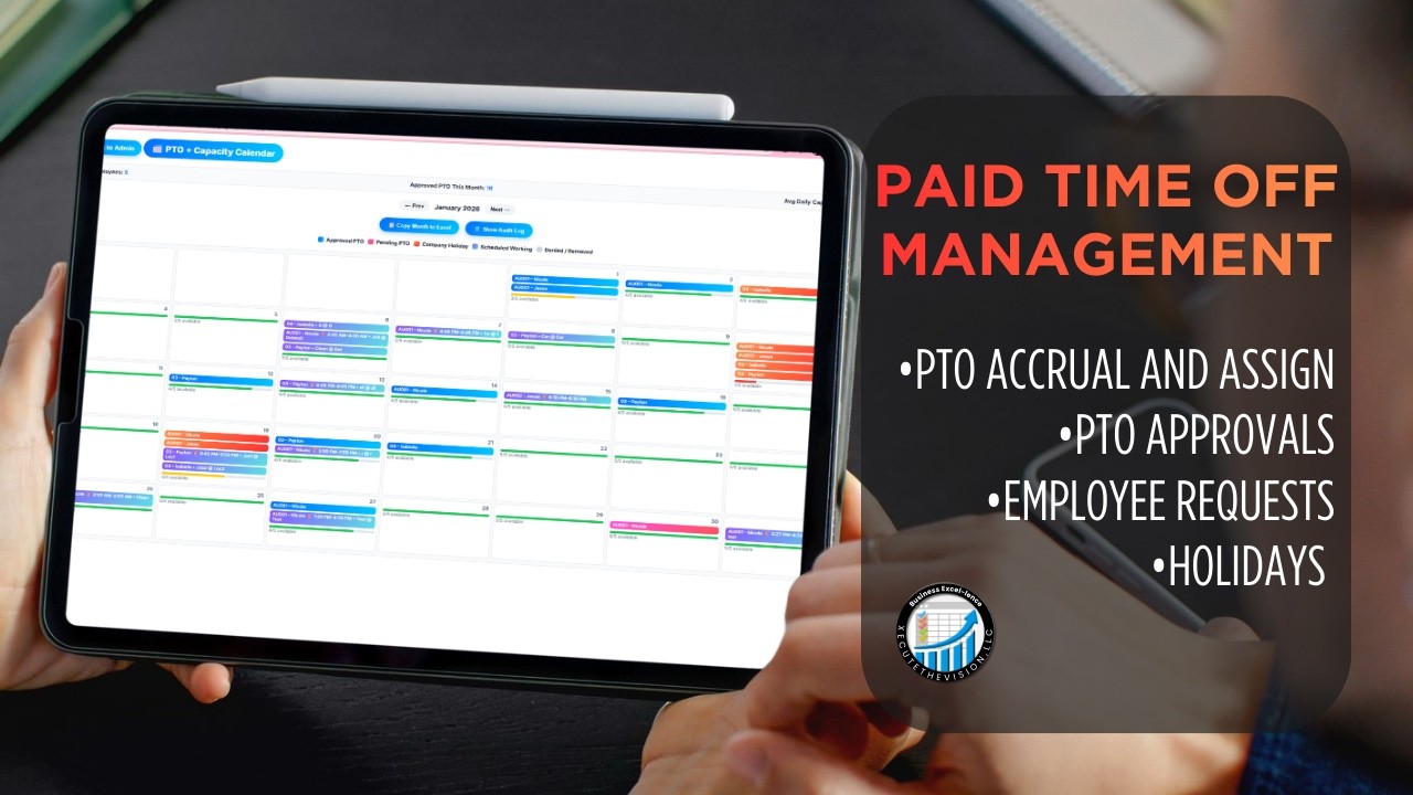 Paid Time Off PTO and Holiday Approval Calendar & Setup Demo
