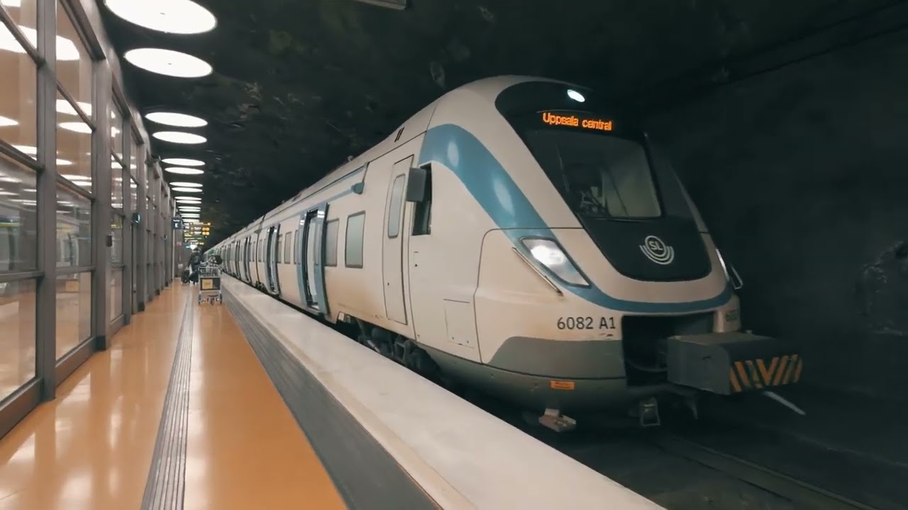 Sweden, Stockholm, Arlanda Airport arriving by SL train, 2X escalator