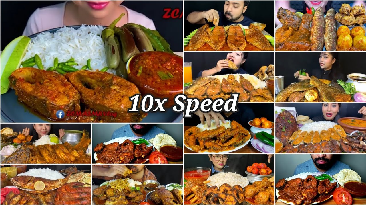 ASMR Eating 🔥 Spicy Fish Masala Curry With Basmati Rice & Salad || Indian Food Mukbang || Big Bites
