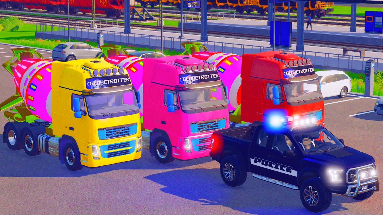 🚨 Police Escort Mission! Mixer Truck Convoy Through Steep Mountain Roads | FS22