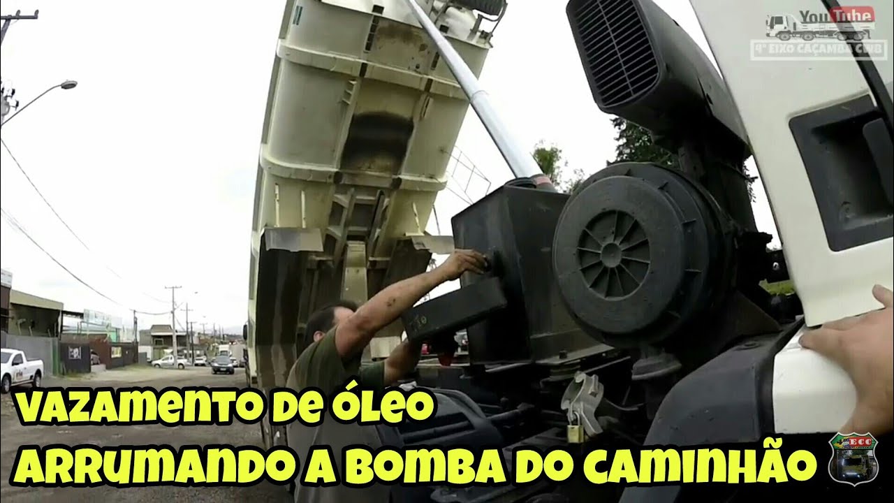 ARRUMANDO VAZAMENTO DE ÓLEO NA CAÇAMBA DO CAMINHÃO