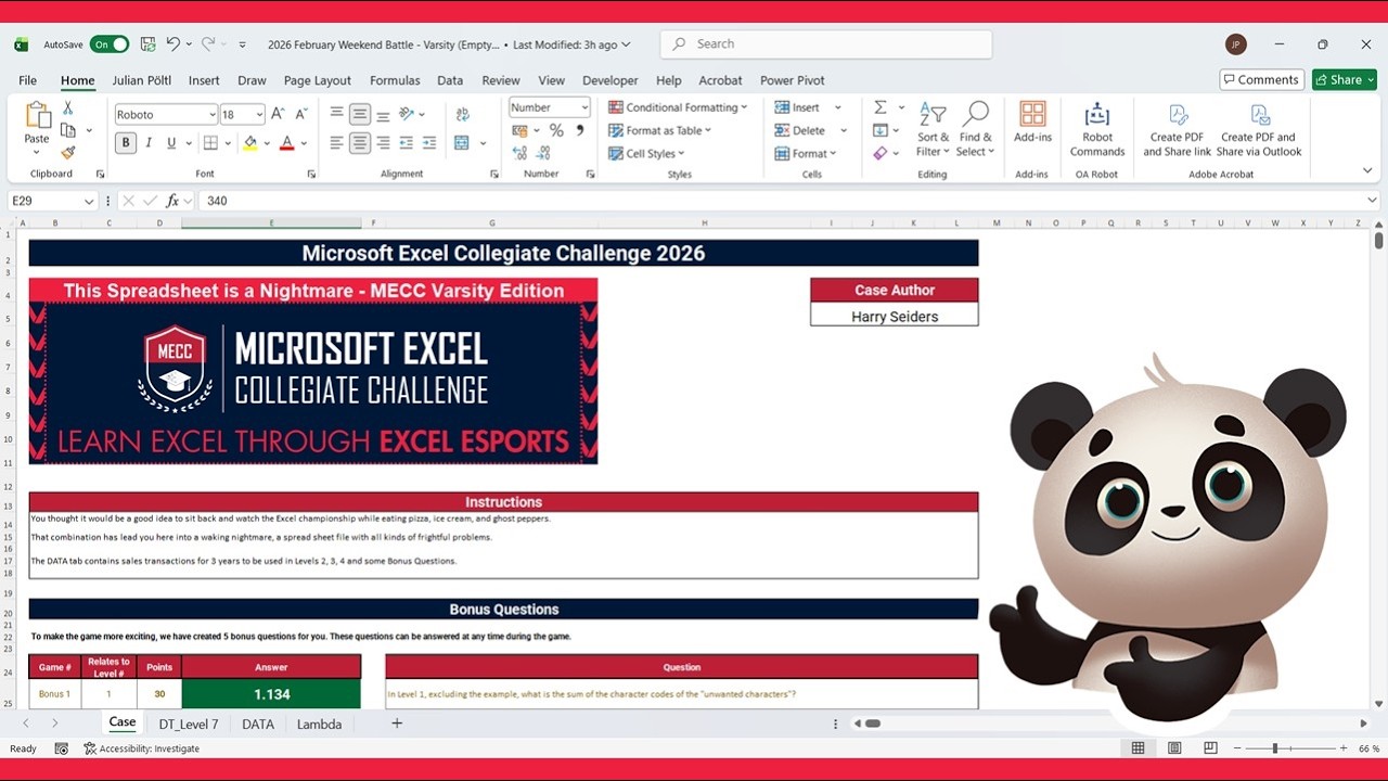 MECC February Weekend Battle 2026 - This Spreadsheet is a Nightmare (Varsity Edition)