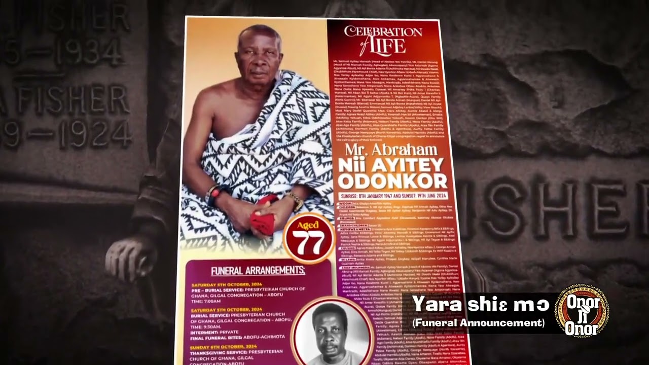 Mr. Abrahamnii Ayitey Odonkor - Funeral Announcement
