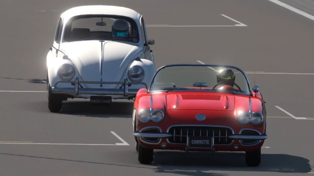 Volkswagen Beetle Type 1 1200 1966 vs Chevrolet Corvette (C1) 1958 at Nurburgring Nordschleife