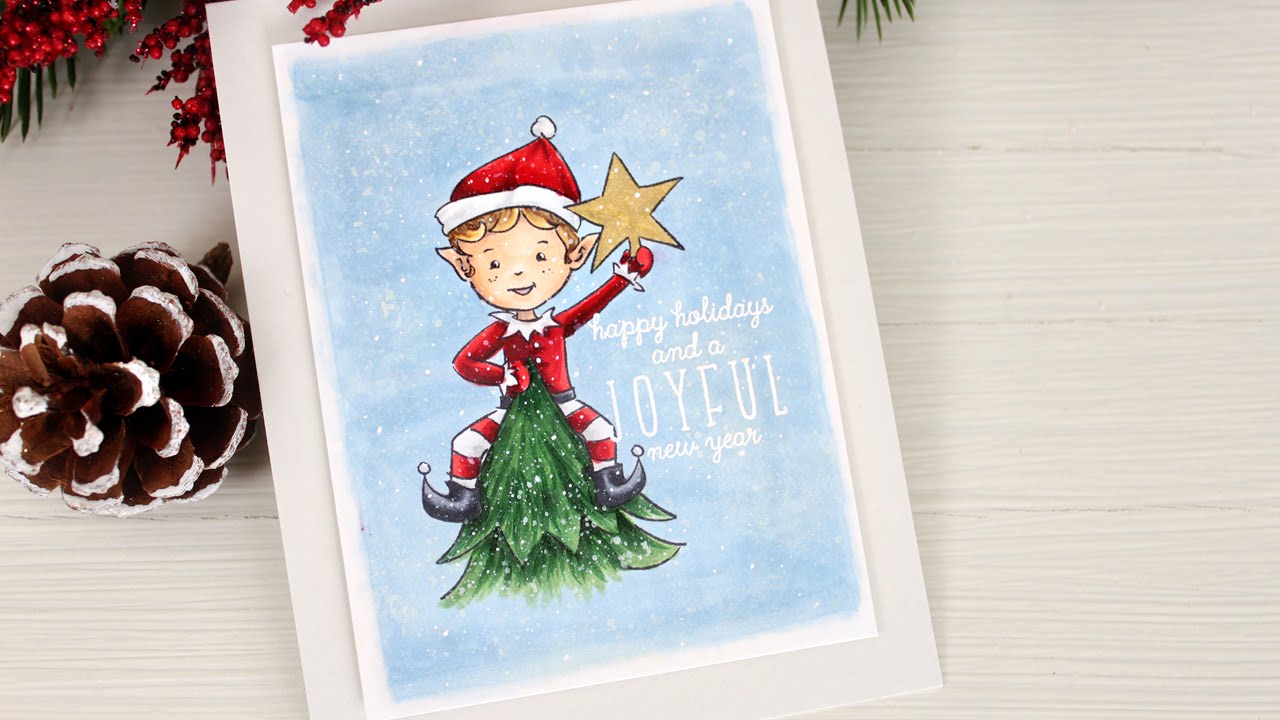 Copic Snow Background With Merriest Wishes