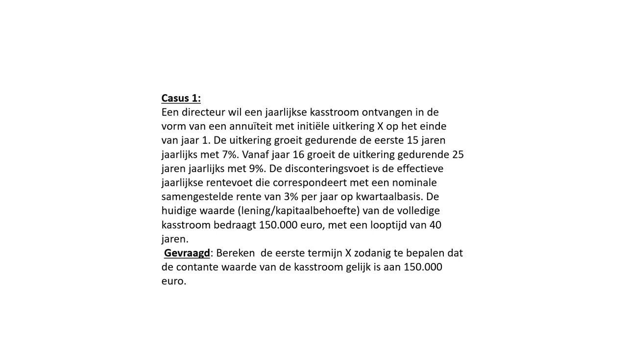 Ruth.M.Wallerlei ; Financiering of Actuariaat of Corporate Finance; Actuariaat praktijk opgaven